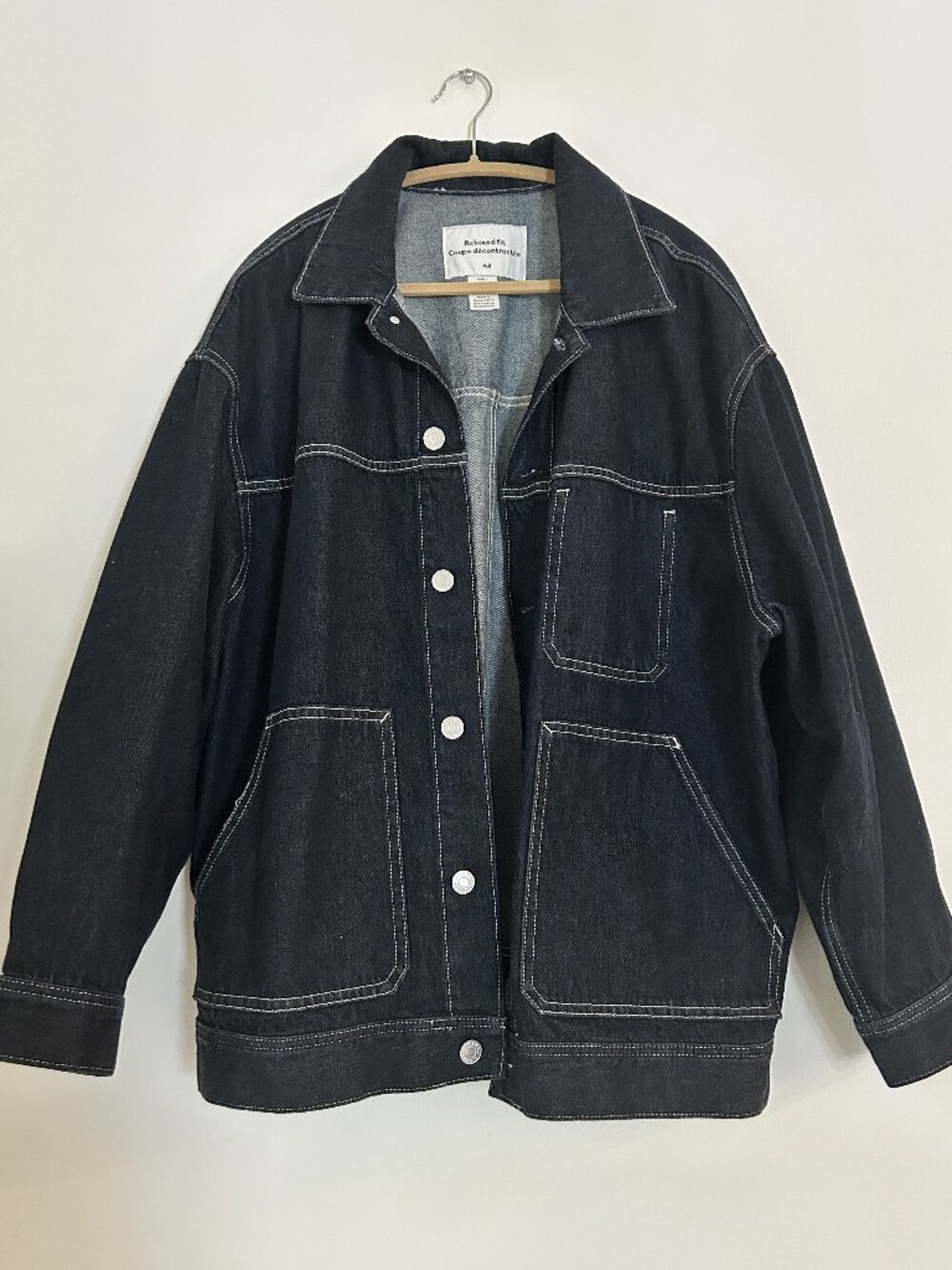 H&M Relaxed Fit Denim Chore Jacket - Men's Size M Dark Navy NWOT